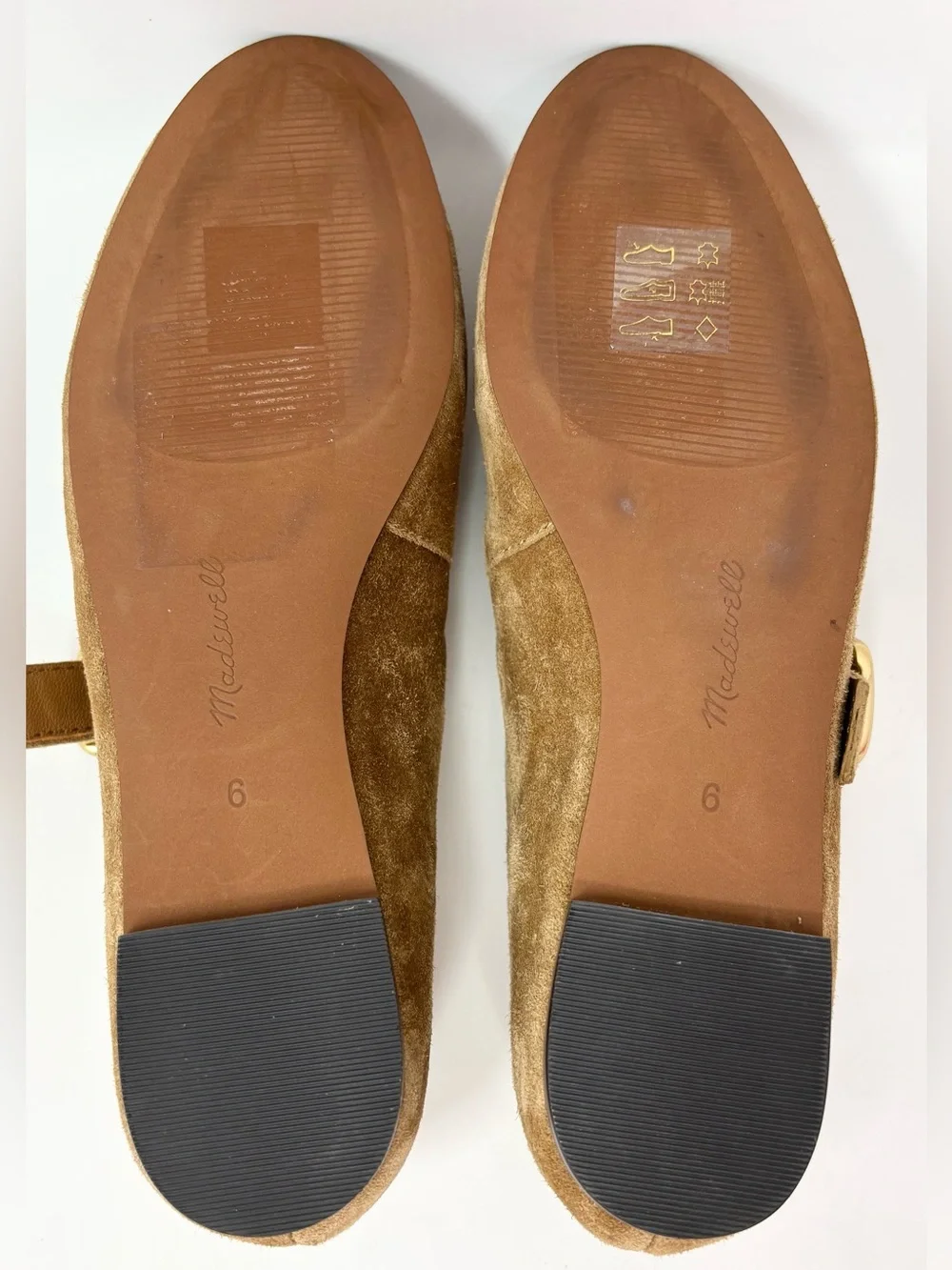 Madewell The Remy Mary Jane Flats Dried Acorn Brown Suede Gold Buckle Size 6